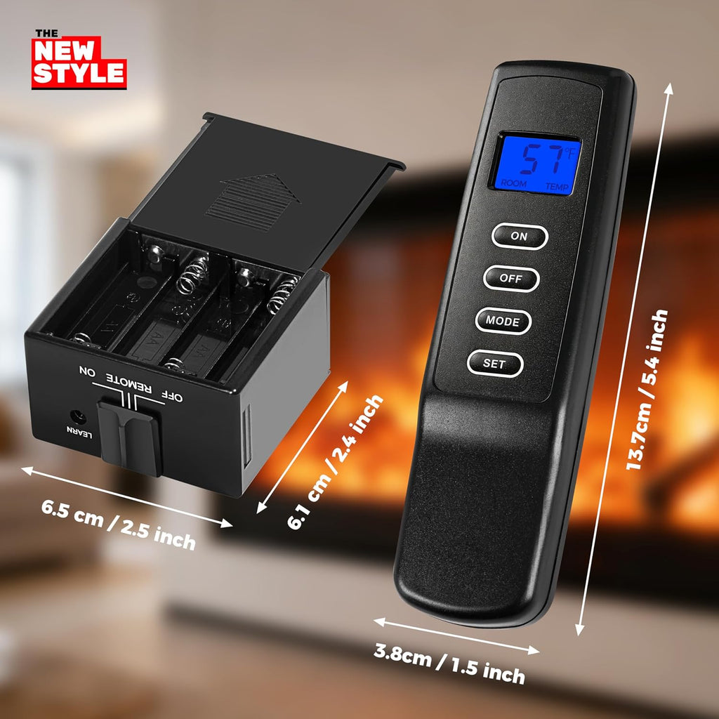 Gas Fireplace Remote Control Kit,Thermostat, On/Off, Countdown Timer,DC Adapter Option,for Millivolt Valve System, Replace for skytech 1420-A,1420TH-A,1001-A,1001TH-A, Acumen RCK,and More