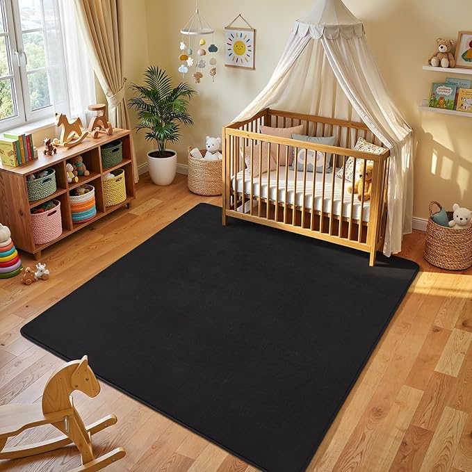 Amearea 6x6 Square Area Rugs for Bedroom Living Room, Modern Black Thickened - Image 7