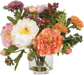 Nearly Natural 10 in Artificial Peony Arrangement in Glass Vase