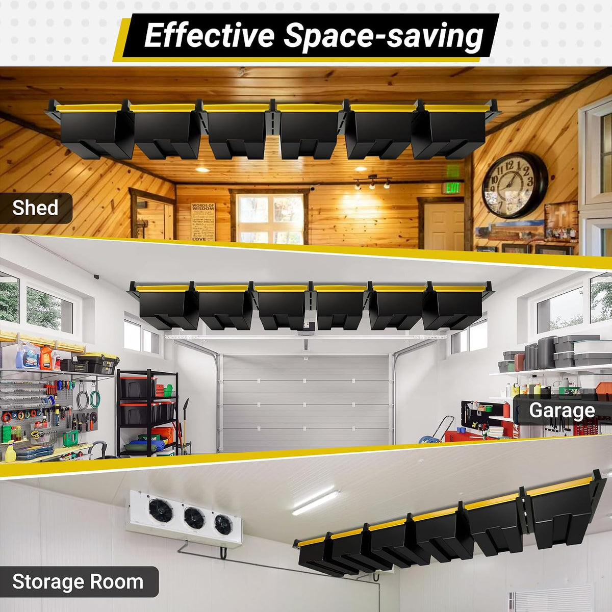 6-bin Overhead Garage Storage Rack, Ceiling Storage Racks
