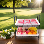 Stackable Candy Display Rack with Canvas Cover|Stackable Candy Organizer|Multi-Function Snack Rack&Shelf for Chips |Perfect Display Solution for Stores (White, Medium)