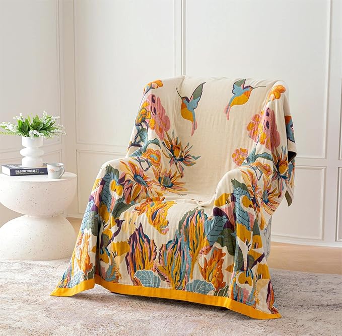 MSGKV Boho Throw Blanket 60''x80'', 100% Cotton Blanket - Image 4