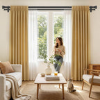 TONIAL Black Double Curtain Rods for Windows, 72-150 Inch, Simple Finials