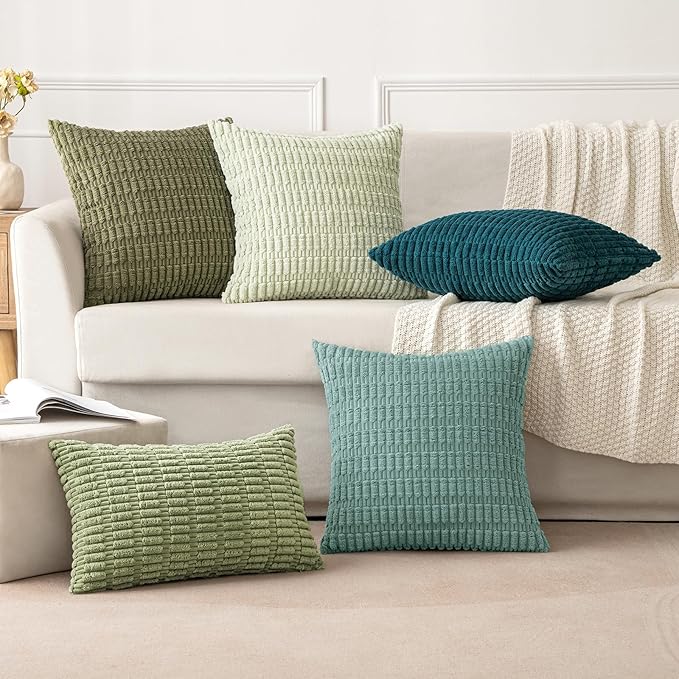 MIULEE Pack of 2 Corduroy Decorative Throw Pillow Covers 18x18 Inch Soft Boho - Image 5