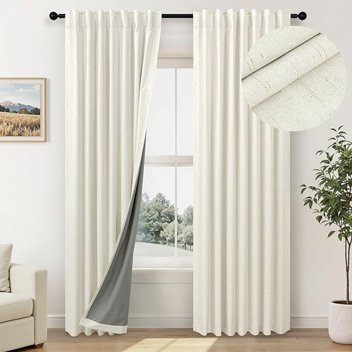 78 Inch Curtains 2 Panel for Bedroom Full Blackout Neutral Boho Window Drape by Pitalk