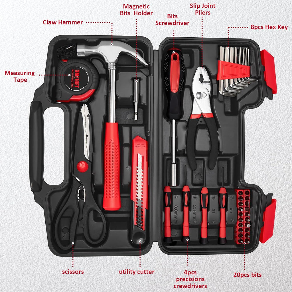 39-Piece Home Tool Set with Compact Case for Repairs and DIY