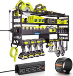 Gotega Large Power Tool Organizer Wall Mount with Charging Station, Black