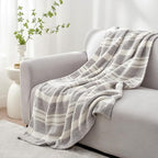 Snuggle Sac Grey Stripe Knitted Throw Blanket - Image 5