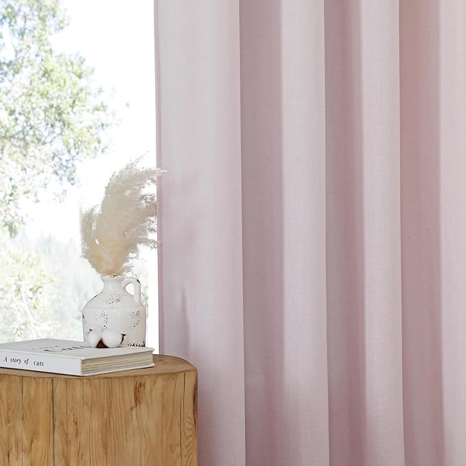 NICETOWN Blush Pink Short Linen Curtains - Image 5