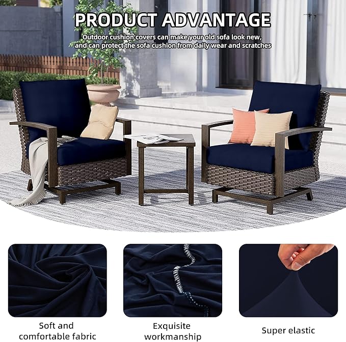 8Pcs Outdoor Cushion Covers, Patio Cushion Covers, Stretch Elastic Slipcovers - Image 4