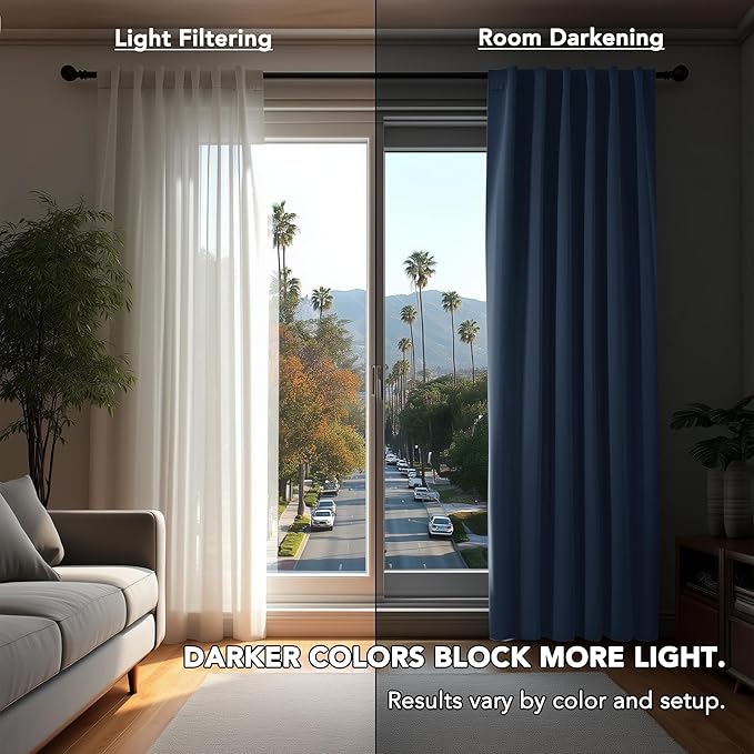 Deconovo Blackout Curtains, Thermal Insulated, W52 x L63 2 Panels, Back Tab - Image 3