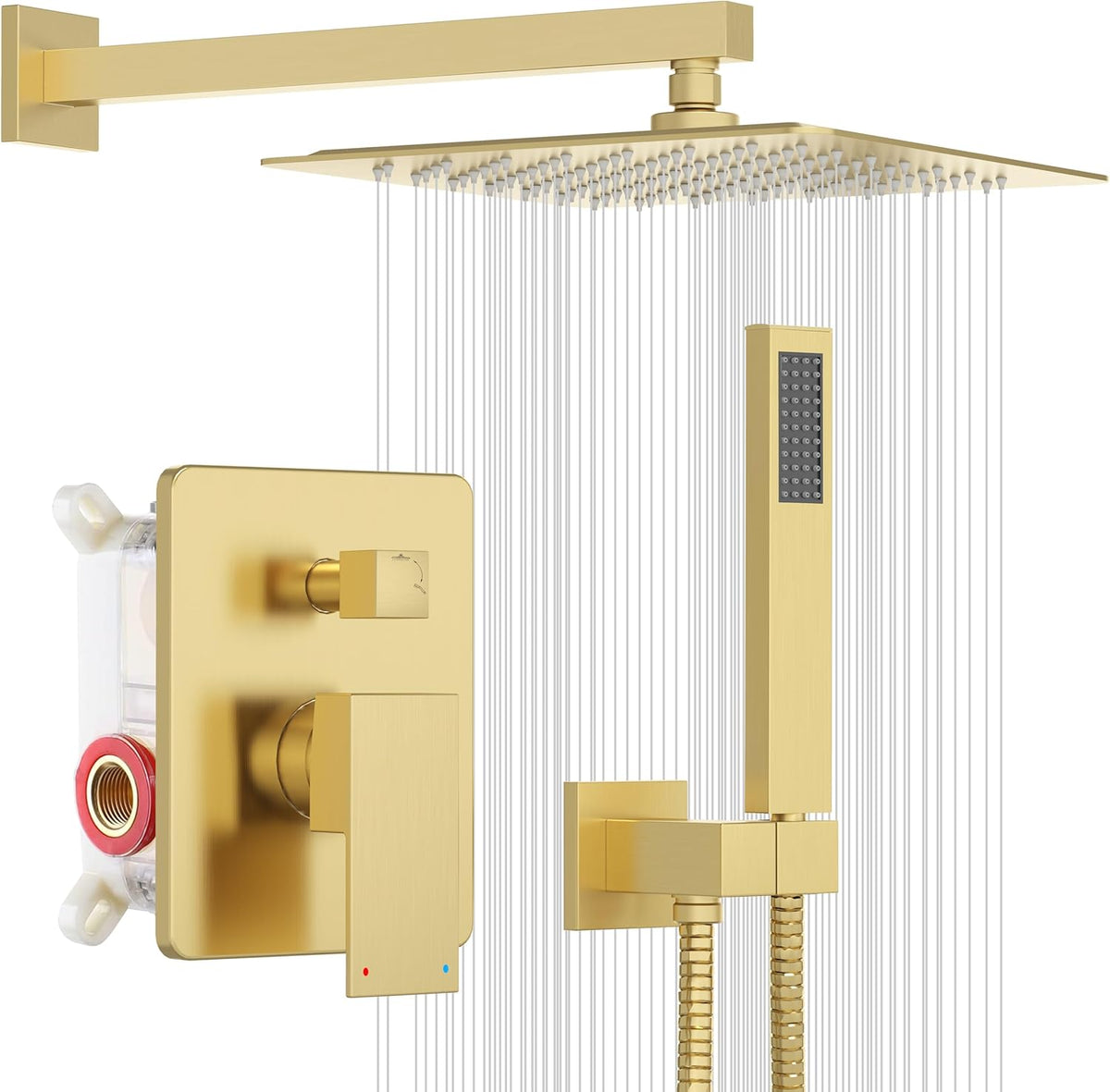 ESNBIA Rain Shower Head with Handheld Spray Combo, 10" Brushed Nickel