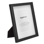 Amazon Basics Rectangular Picture Frame Set for Wall Hanging or Tabletop Display, 8 x 10 in with 5 x 7 in Mat, Black, 2-Pack