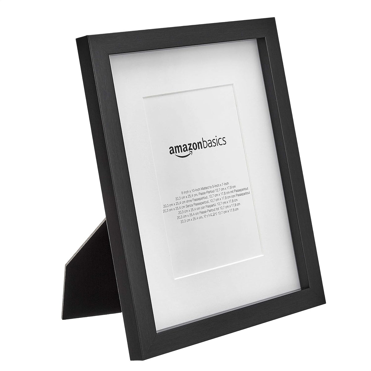 Amazon Basics Rectangular Picture Frame Set for Wall Hanging or Tabletop Display, 8 x 10 in with 5 x 7 in Mat, Black, 2-Pack