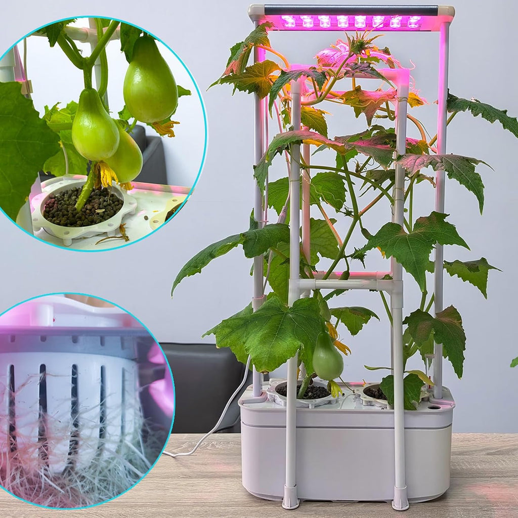 Tall Hydroponics Growing System kit with Height Adjustable Light & Trellis