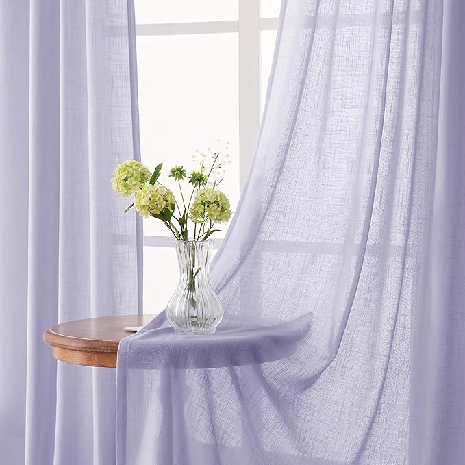 Lavender Purple Linen Curtain 90 Inch Long 2 Panels - Image 3