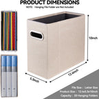 4 Packs Letter Size File Organizer, File Folders Organizer, Fabric Storage Box, Collapsible Paper Organizer with Metal Handle, Smooth PVC Rails, Only Box (Beige)