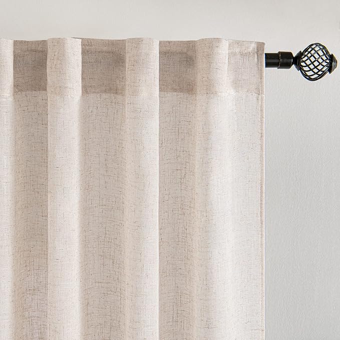 MIULEE Farmhouse Kitchen Curtains 36 Inch Length 2 Panels, Soft Thick Linen - Image 4