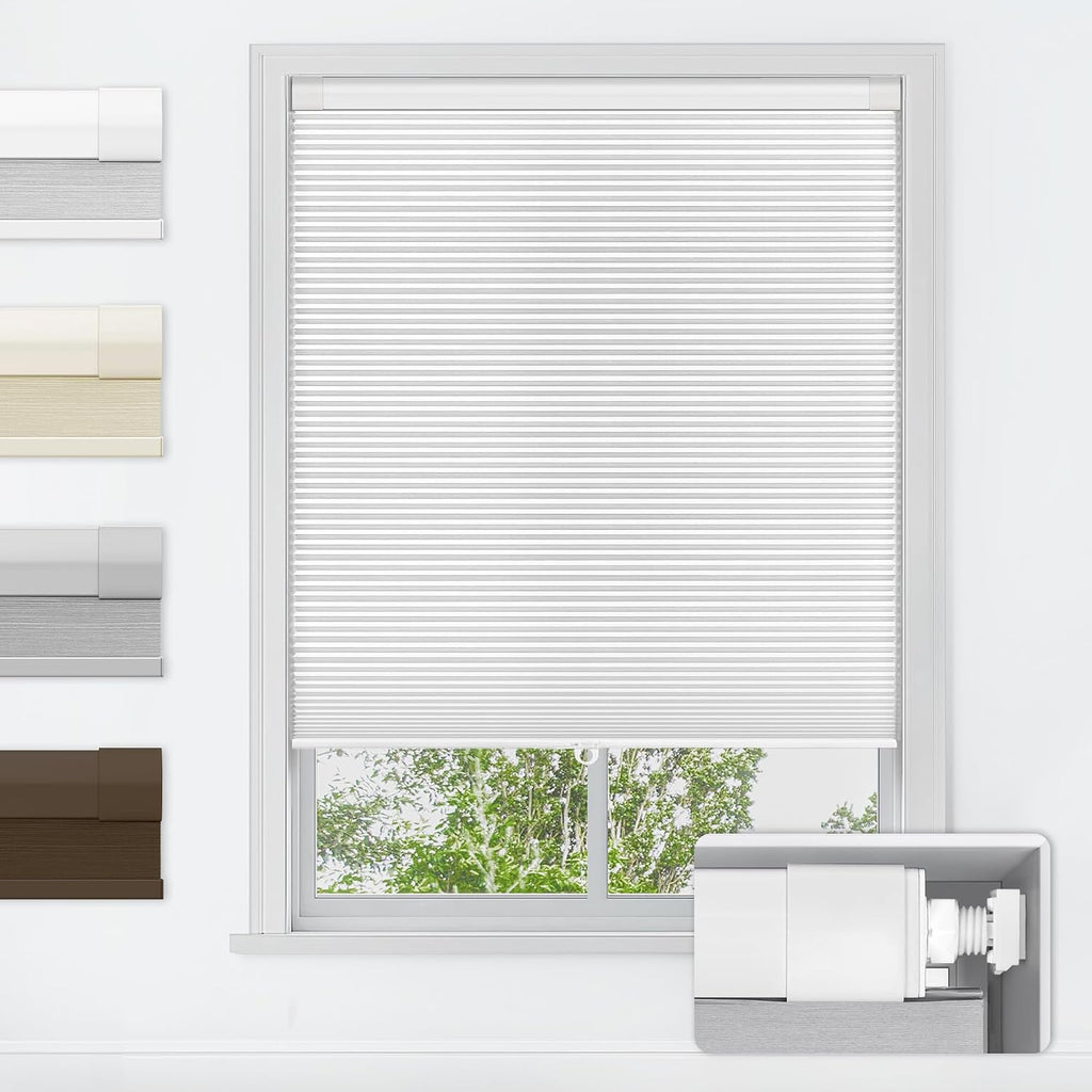LazBlinds No Drill Cordless Cellular Shades, 22" W x 36" H, White