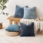 MIULEE Pack of 4 Couch Throw Pillow Covers 26x26 Inch Neutral Blue Soft - Image 3
