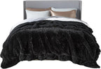 Bedsure GentleSoft Fluffy Black Blankets Queen Size by BEDSURE