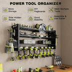 Power Tool Drill Holder Wall Mount, 4Tier Garage Organizer, Black