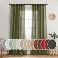 MIULEE Light Olive Green Linen Curtains 90 Inch Long 2 Panels by MIULEE