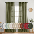 MIULEE Light Olive Green Linen Curtains 90 Inch Long 2 Panels by MIULEE