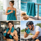 DAN RIVER 8 Piece Luxury Bath Towels for Bathroom, Towel Set, Teal