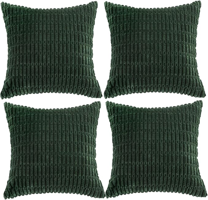 Fancy Homi 4 Packs Hunter Green Decorative Throw Pillow Covers 16x16 Inch by Fancy+Homi