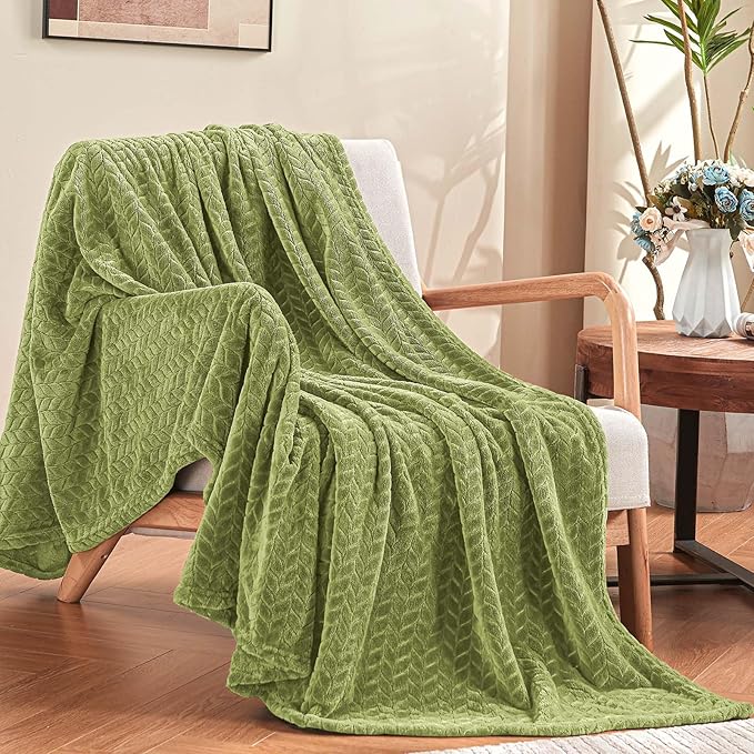 inhand Sage Green Fleece Twin Blanket, Super Soft Flannel Cozy Blankets - Image 5