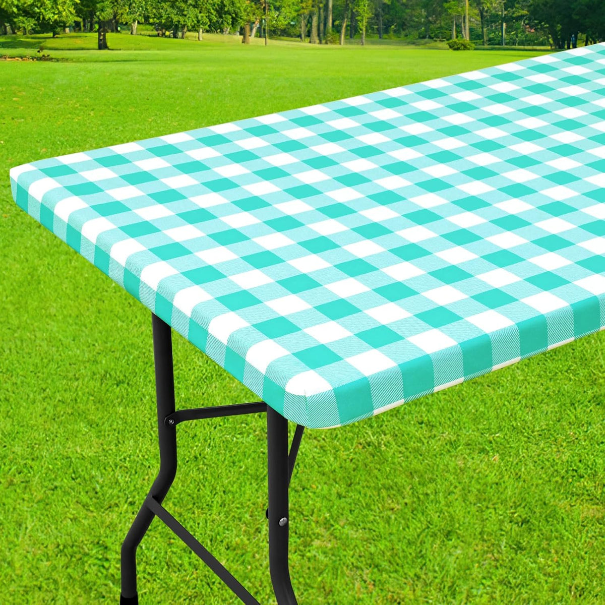 Smiry 36x36 Picnic Table Cloth, Flannel Backed Fitted Vinyl tablecloths