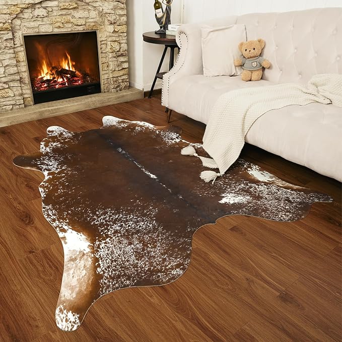 AROGAN Western Decor Faux Fur Cowhide Rug, 4.6×5.2 Feet Premium Animal Skin Cow - Image 8