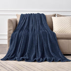 BEDELITE Fleece Throw Blanket for Couch – 3D Ribbed Jacquard Soft and Warm - Image 3