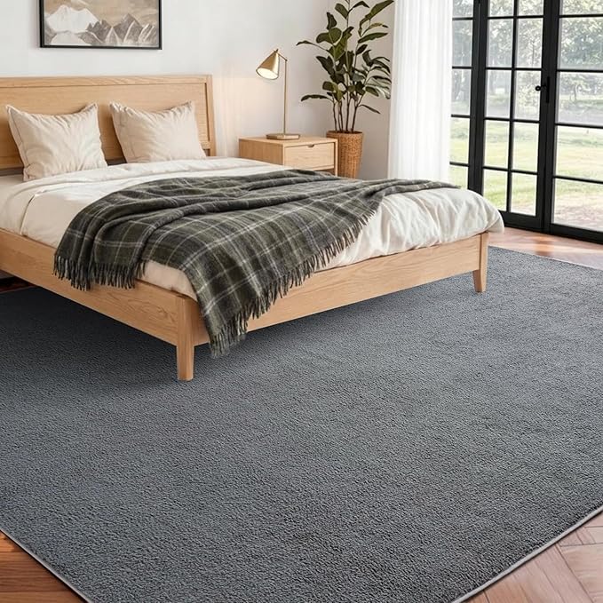 FinRèc 5x7 Washable Area Rugs for Bedroom Living Room, Low Pile Thin Rug Solid - Image 2