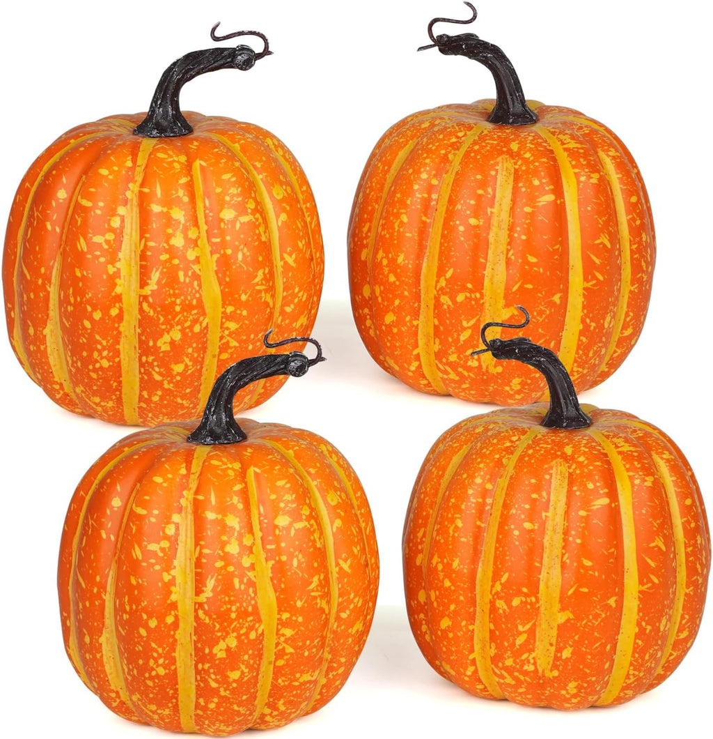 Artmag 6 Inch Large Artificial Pink Pumpkins, 4PCS Faux Foam Harvest Pumpkins for Fall Autumn Thanksgiving Seasonal Holiday Decor