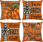 Fall Decorations for Home, Fall Pillow Covers 18 x 18 Inch Autumn Thankful by ONFAON