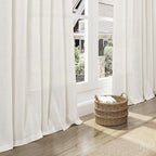 Cream Linen Curtains 84 Inch Length 2 Panels Back Tab Pocket Semi Sheer Bedroom - Image 6