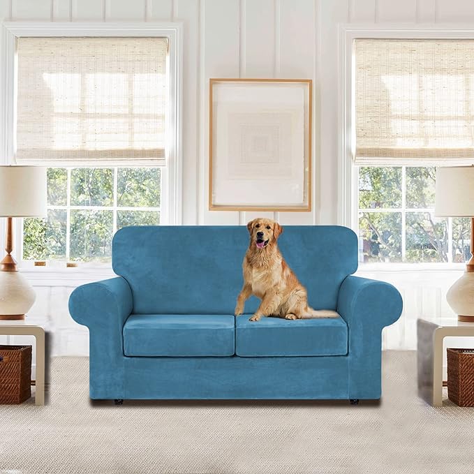 WEERRW Velvet Couch Covers for 2 Cushion Couch Sofa - Image 2