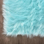 Latepis Blue Fur Circle Round Rugs 4ft Faux Sheepskin Rug Washable Fluffy - Image 5