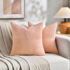 Fancy Homi 2 Packs Peach Decorative Throw Pillow Covers 16x16 Inch - Image 5