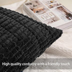 Corduroy Decorative Throw Pillow Covers 14x36 InchSoft Striped Pillow Covers - Image 2