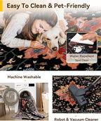 Area Rugs 8'x10' Washable Non-Slip, Floral Vintage Distress Print Pattern - Image 5
