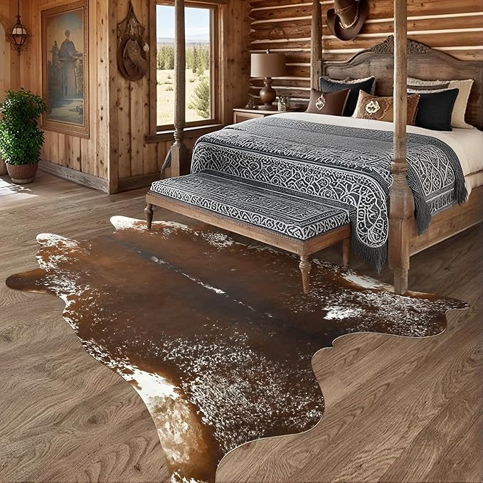 AROGAN Western Decor Faux Fur Cowhide Rug, 4.6×5.2 Feet Premium Animal Skin Cow - Image 7