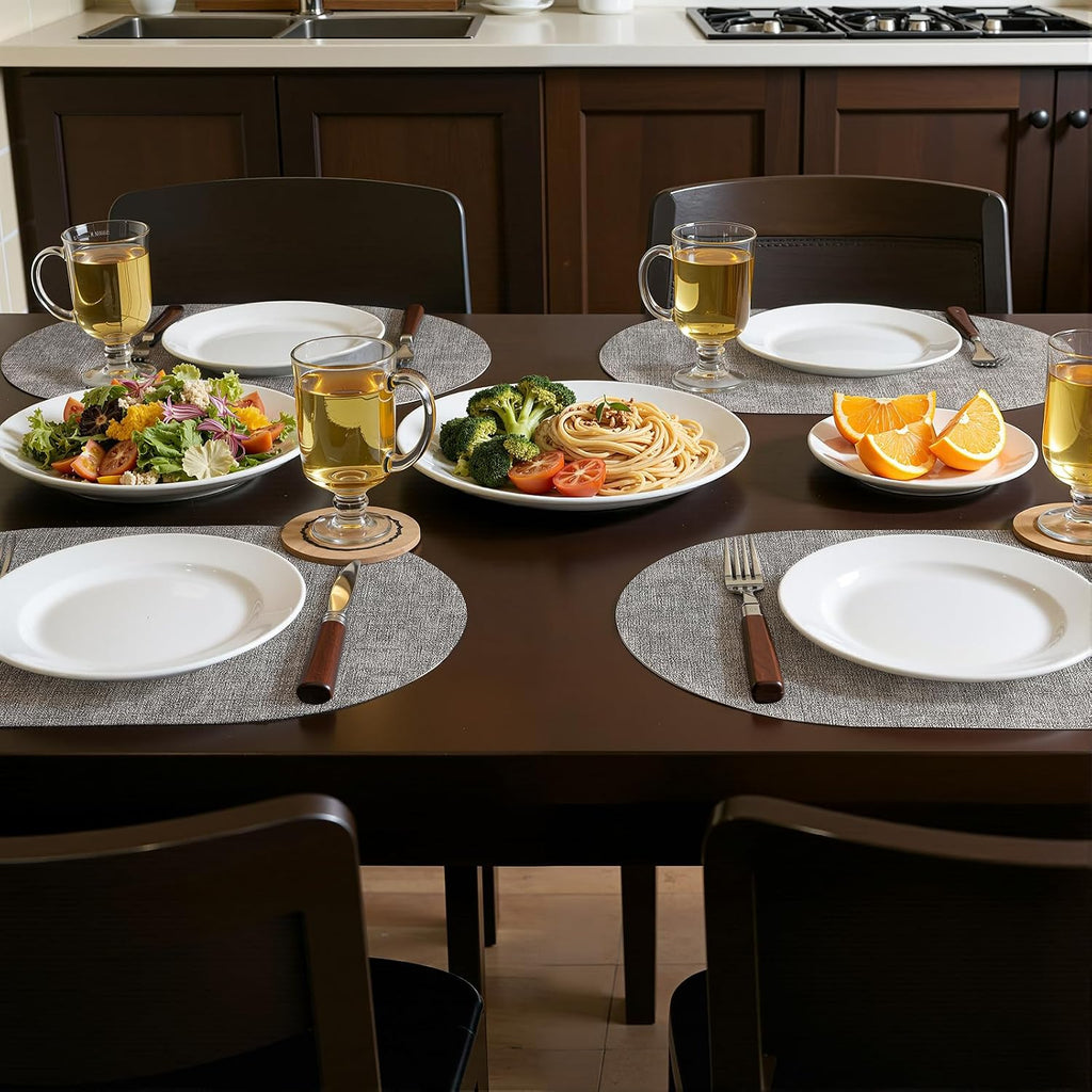 homing Heat Resistant Oval Placemats Set of 6, Light Grey