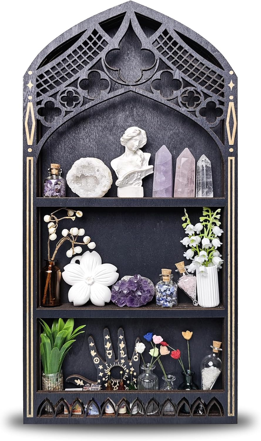 Crystal Shelf Display, Goth Room Decor, Trinket Shelf, Display Shelves