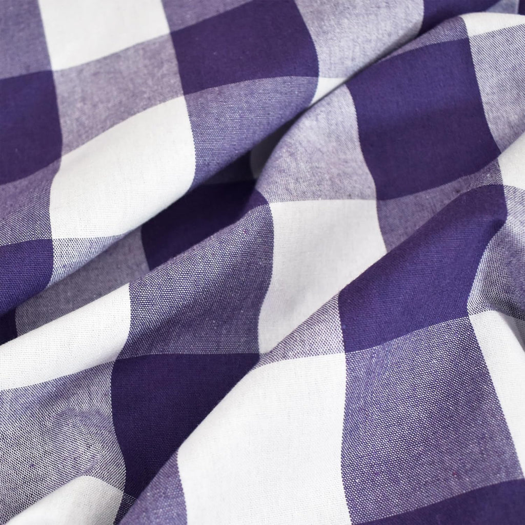 Purple & White 2 Side Buffalo Check Farmhouse Table Runner for Family Dinners or Gatherings Indoor or Outdoor Parties Everyday Use 12" x 72"