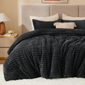 BEDELITE Fleece Queen Comforter Set, Fluffy Bed Set, Black