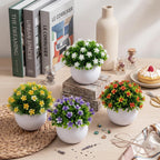 6 Pack Small Artificial Flowers in Pots, Realistic Faux Fake Potted Plants