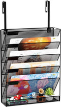 6-Tier Hanging File Organizer Office Cubicle Accessories for Work Organizer Wall Mount File Holder for Mails Folders Papers Magazine Organization, Black